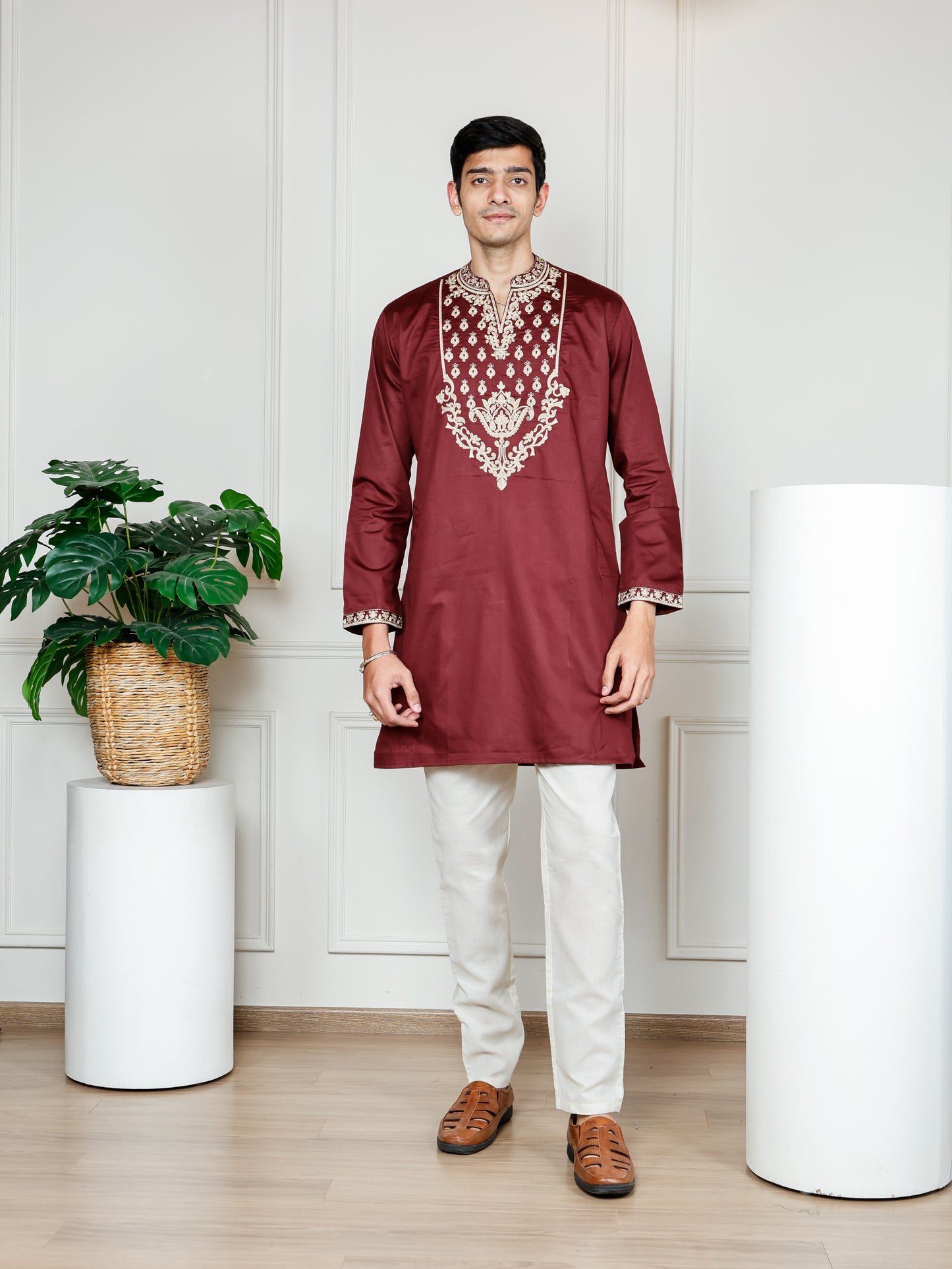 Royal Weave only  Kurta - Maroon