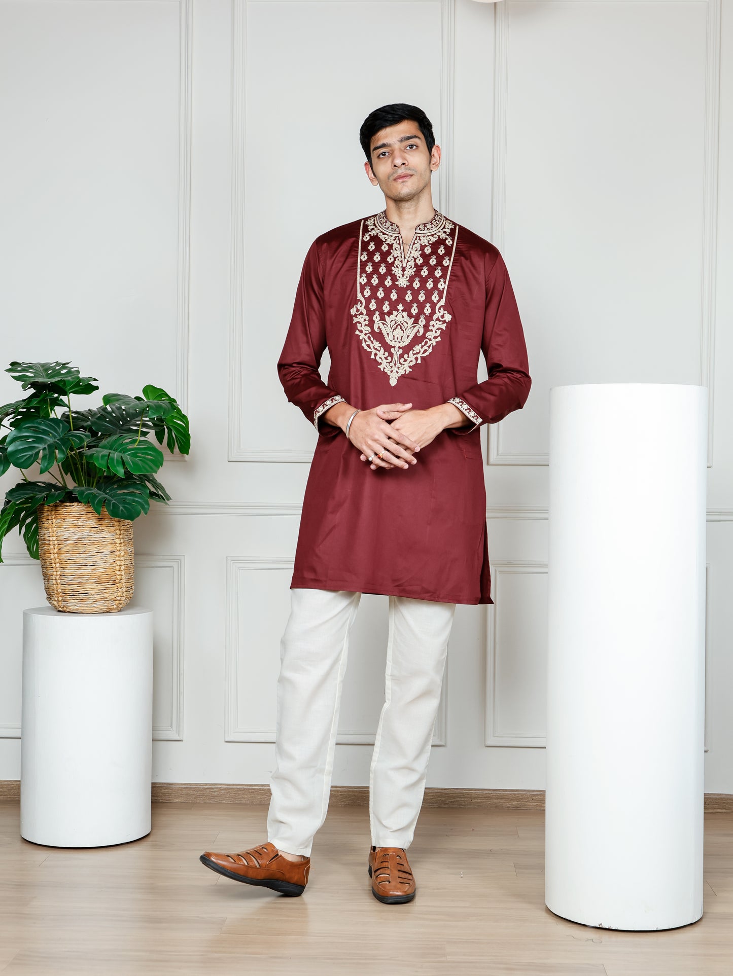 Royal Weave only  Kurta - Maroon