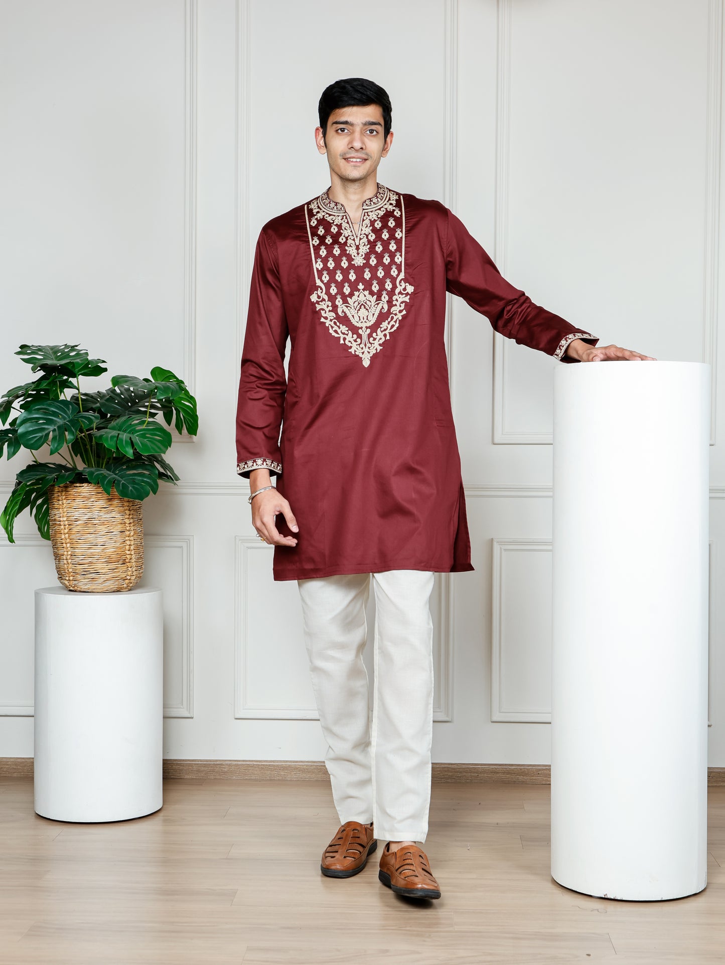 Royal Weave only  Kurta - Maroon