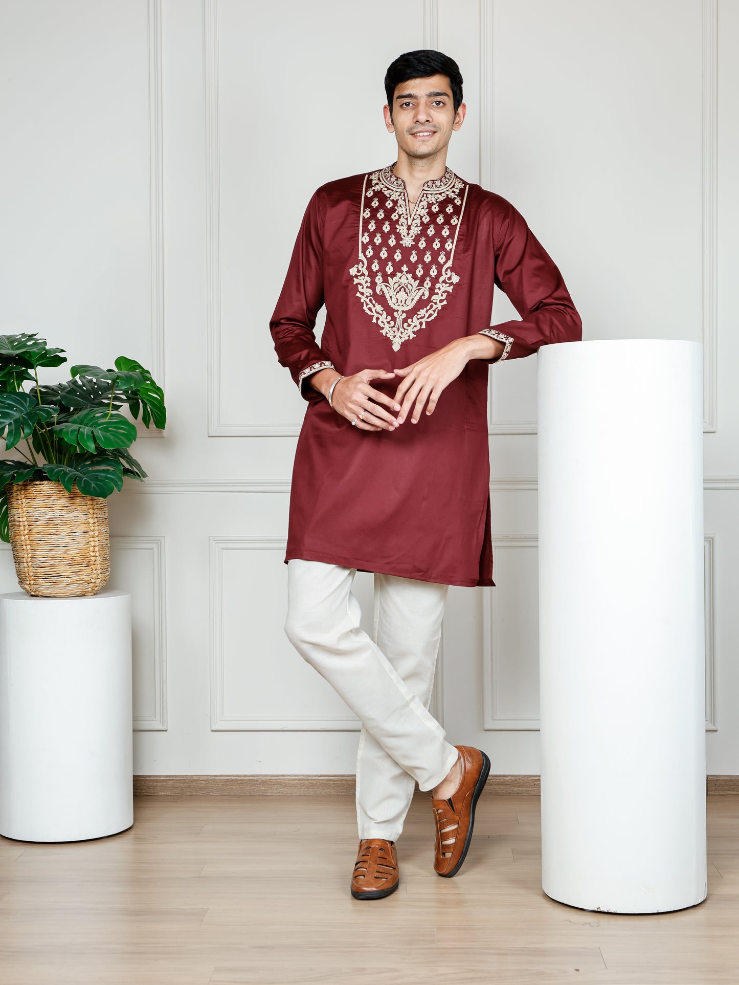 Royal Weave only  Kurta - Maroon
