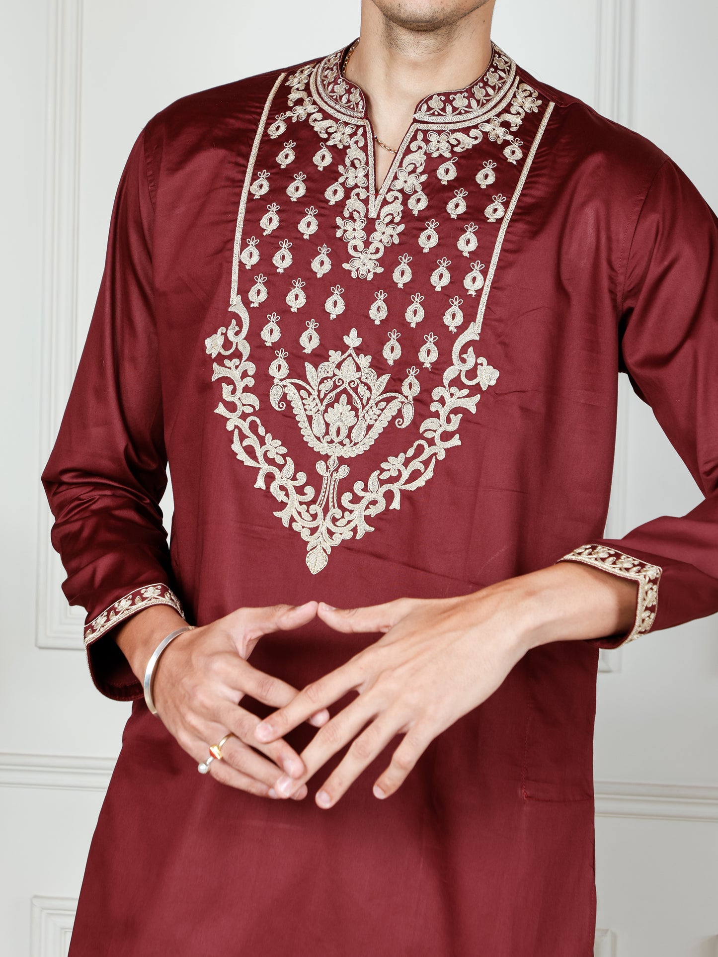 Royal Weave only  Kurta - Maroon
