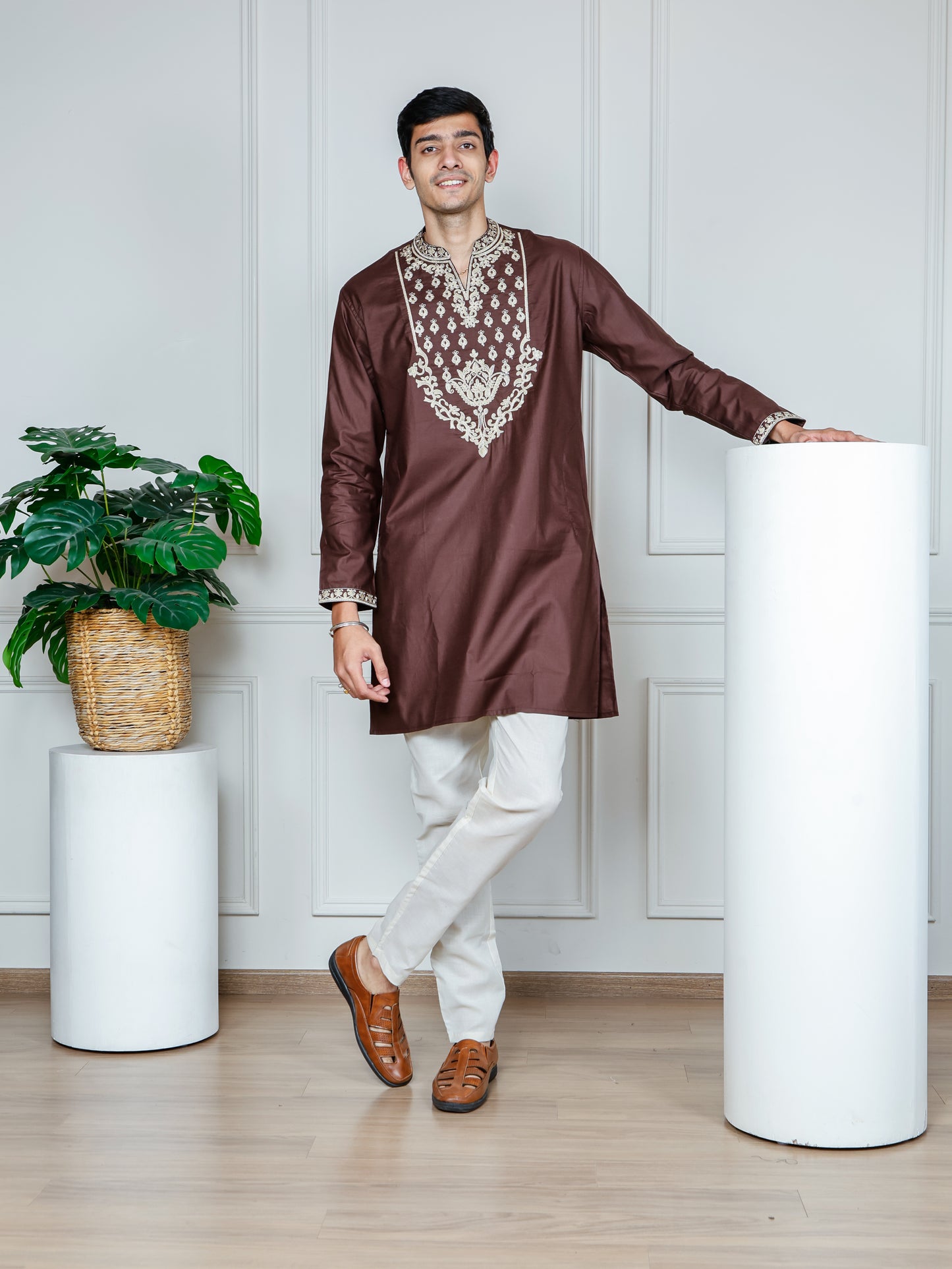 Royal Weave only Kurta - Walnut Brown