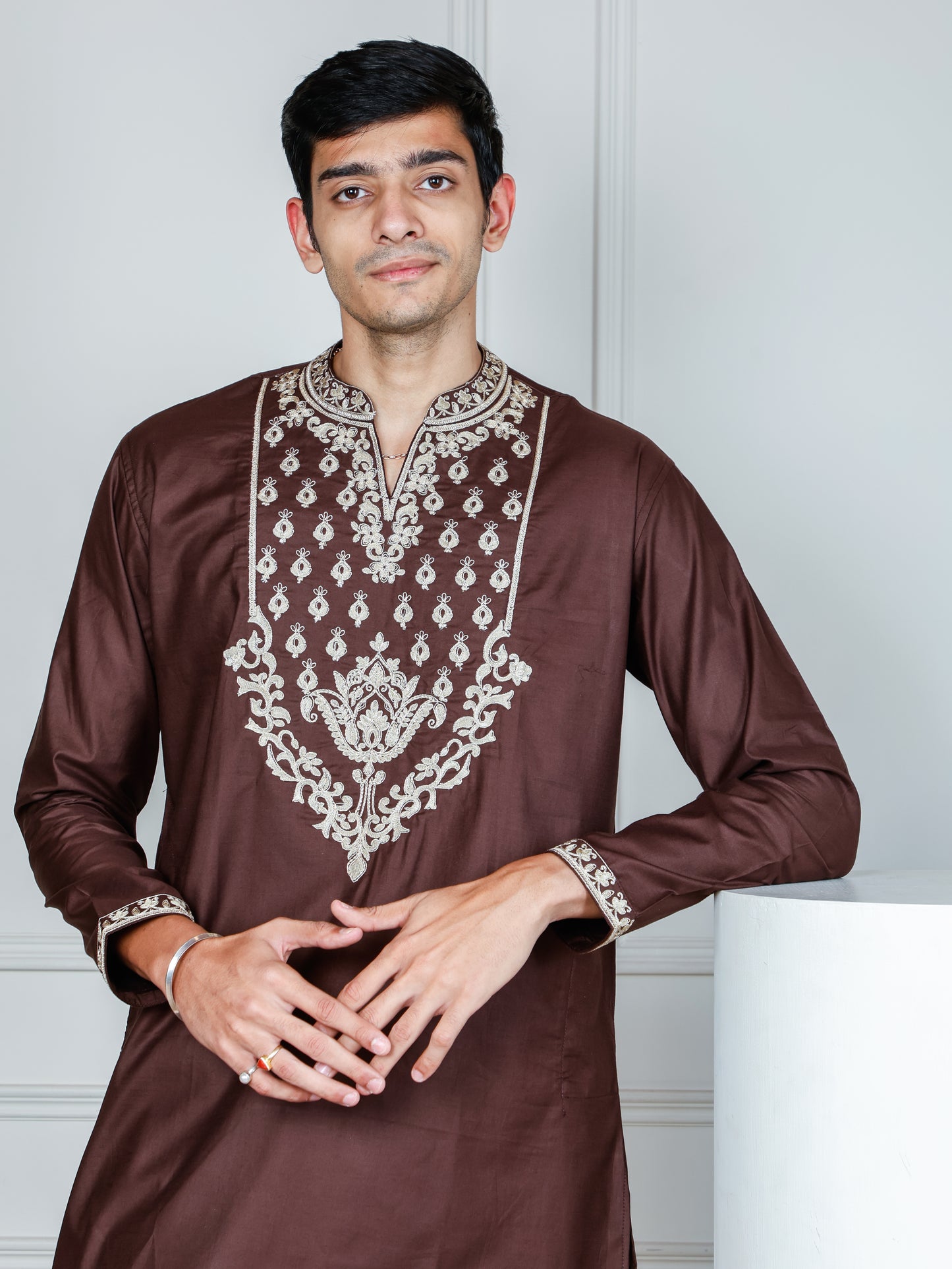 Royal Weave only Kurta - Walnut Brown
