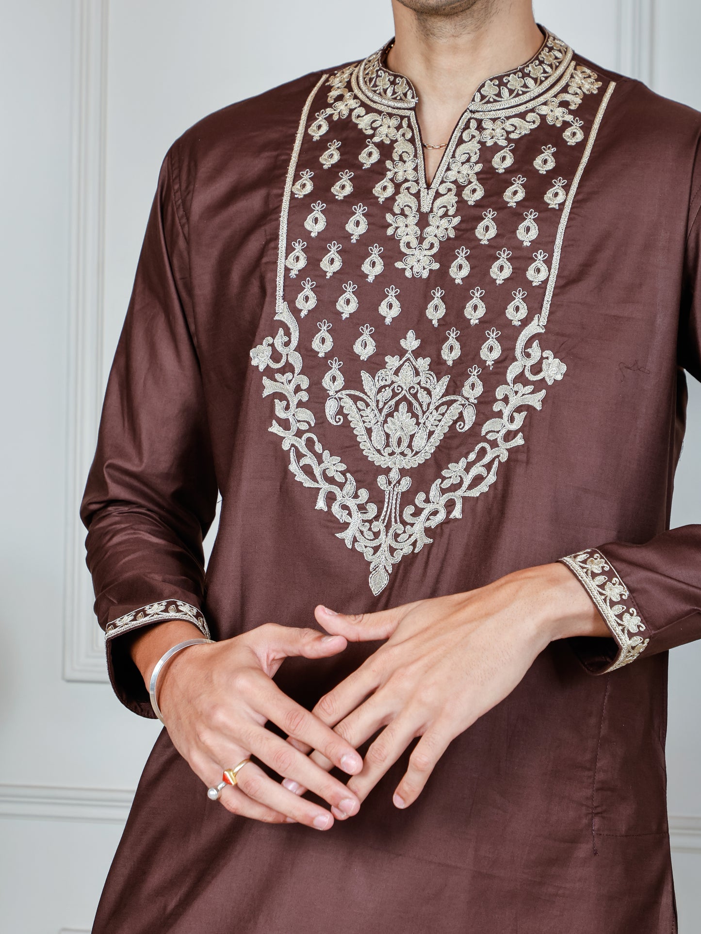 Royal Weave only Kurta - Walnut Brown