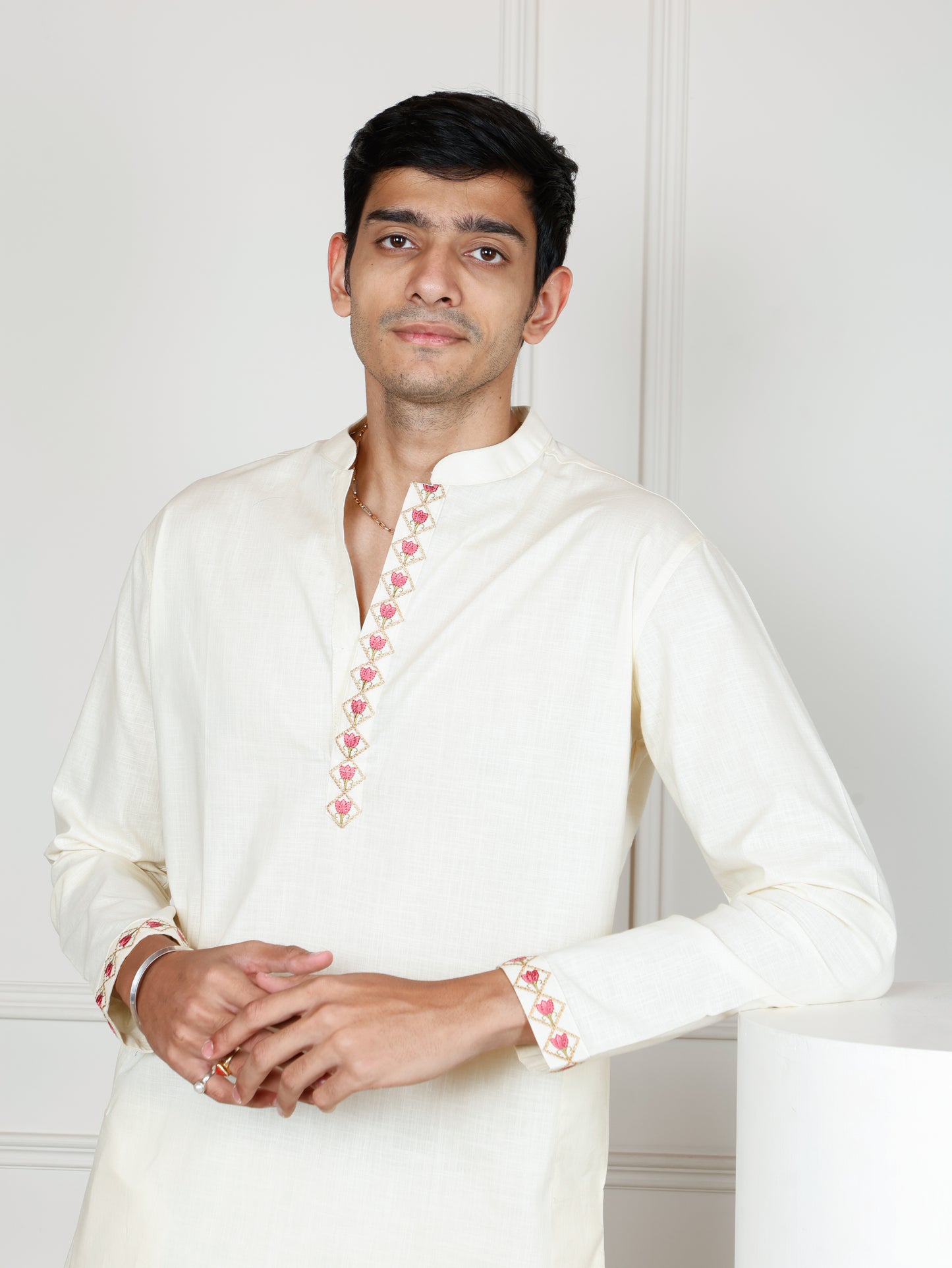 Elephant motif patchwork only kurta -Beige