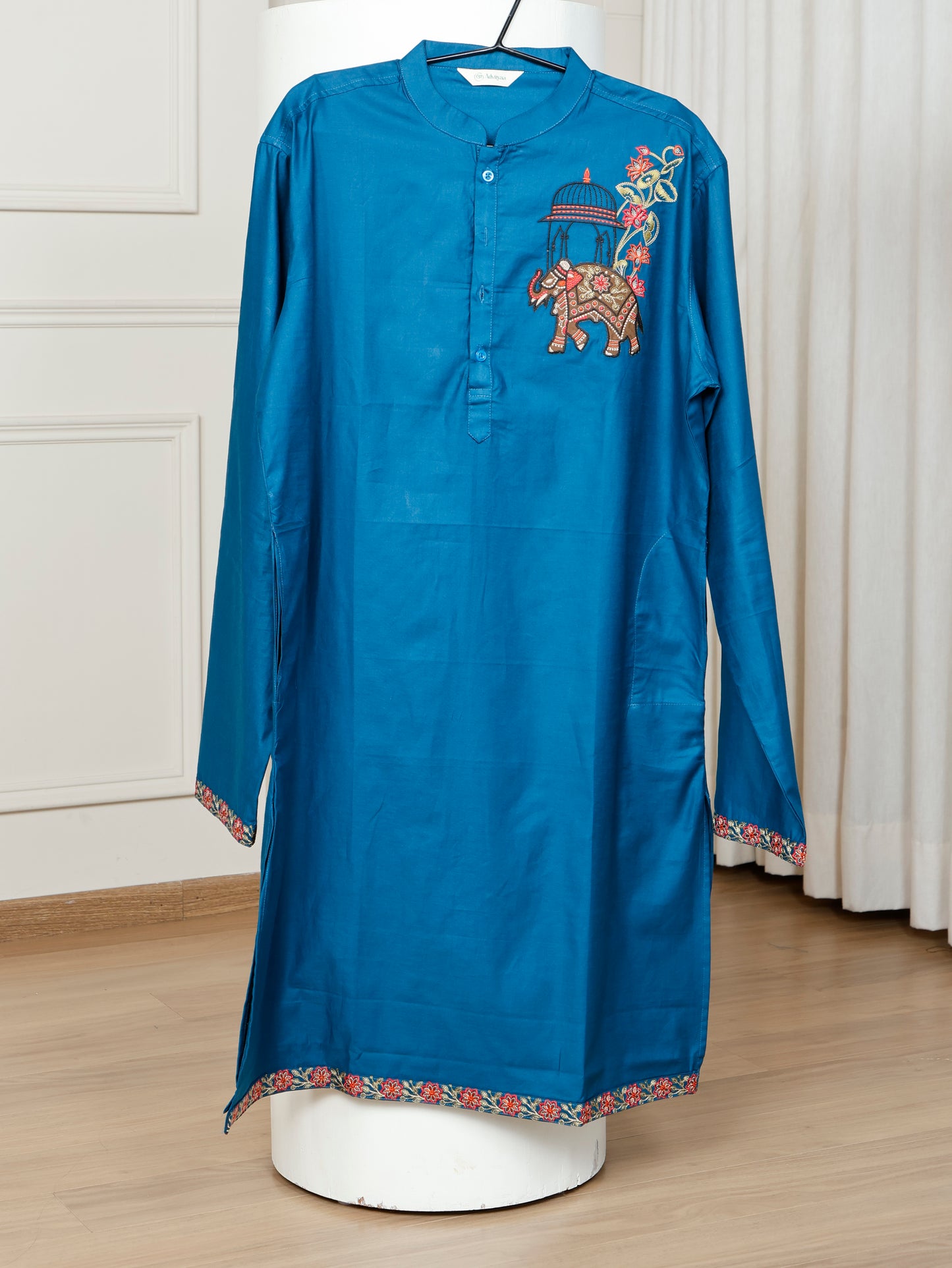 Blue Elephant Embroidered only Kurta