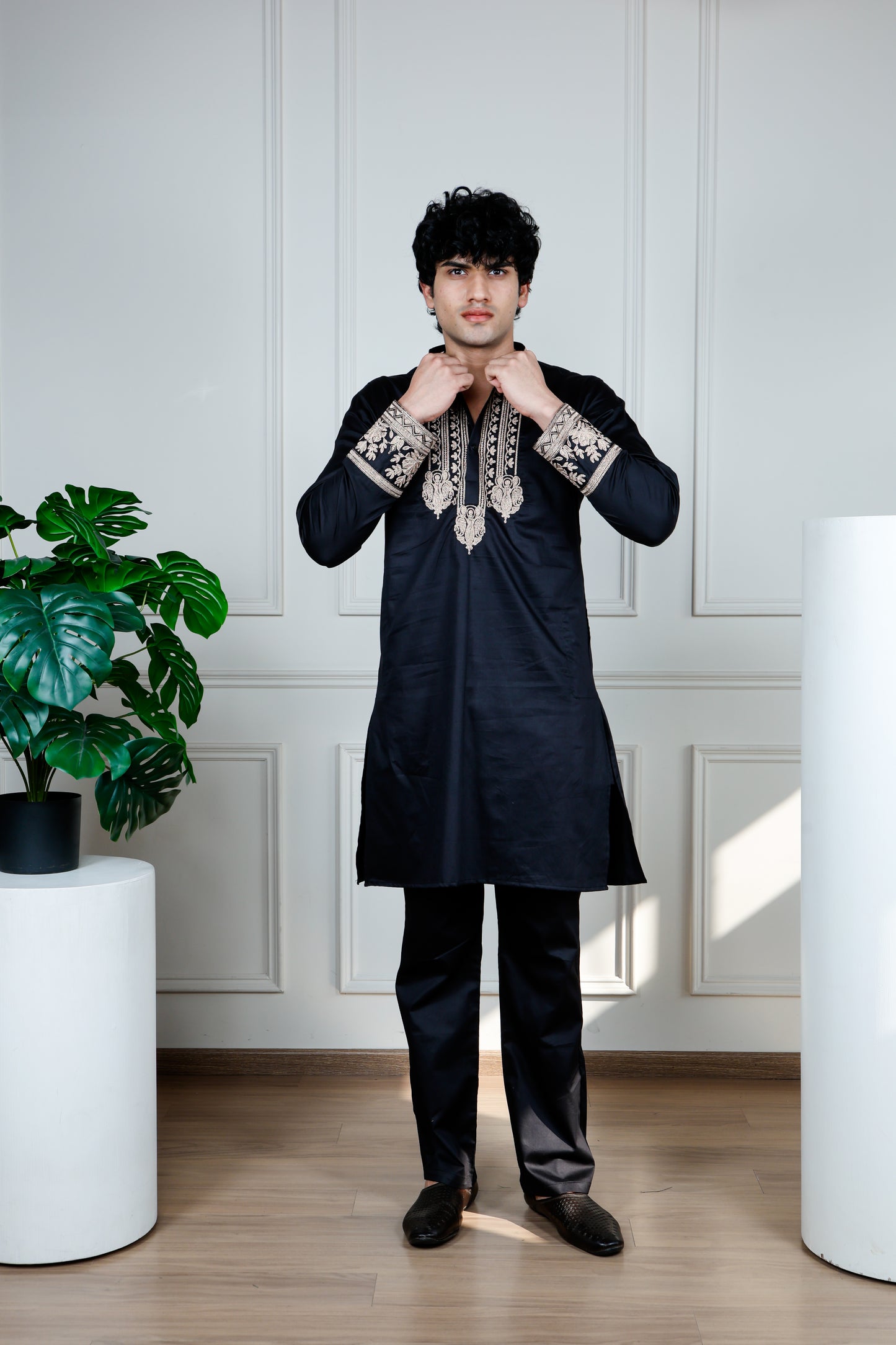 Emperor Elegance Only Kurta-Black