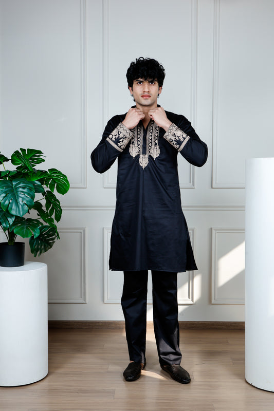 Emperor Elegance Kurta and Pant set-Black