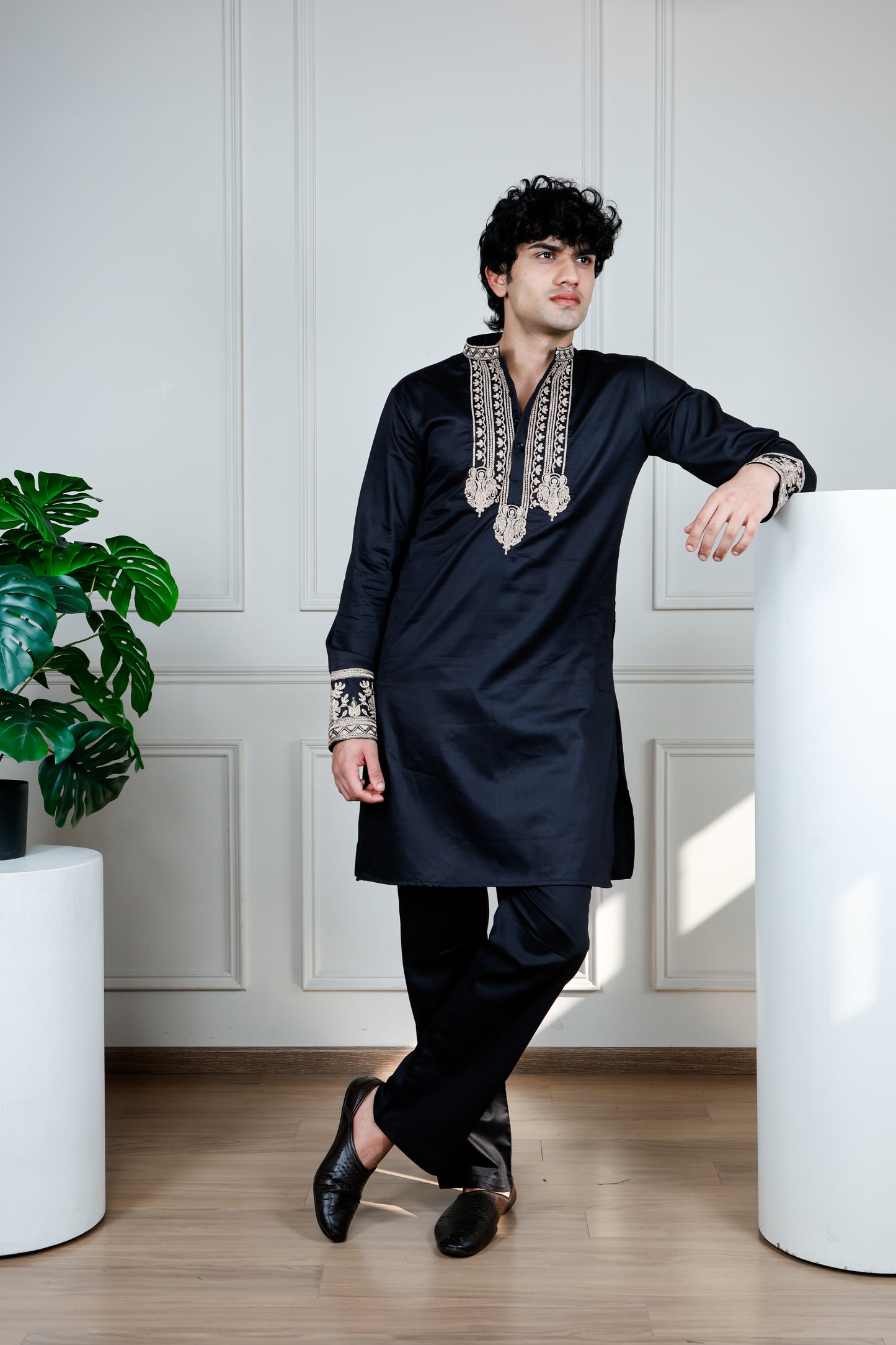 Emperor Elegance Only Kurta-Black
