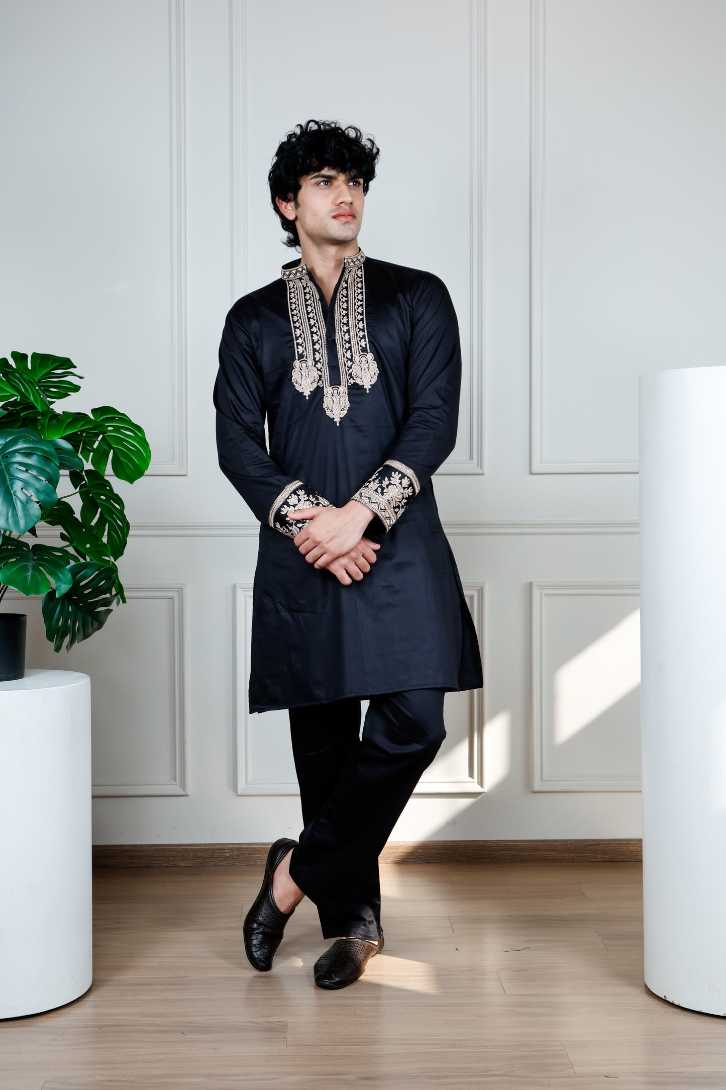 Emperor Elegance Only Kurta-Black