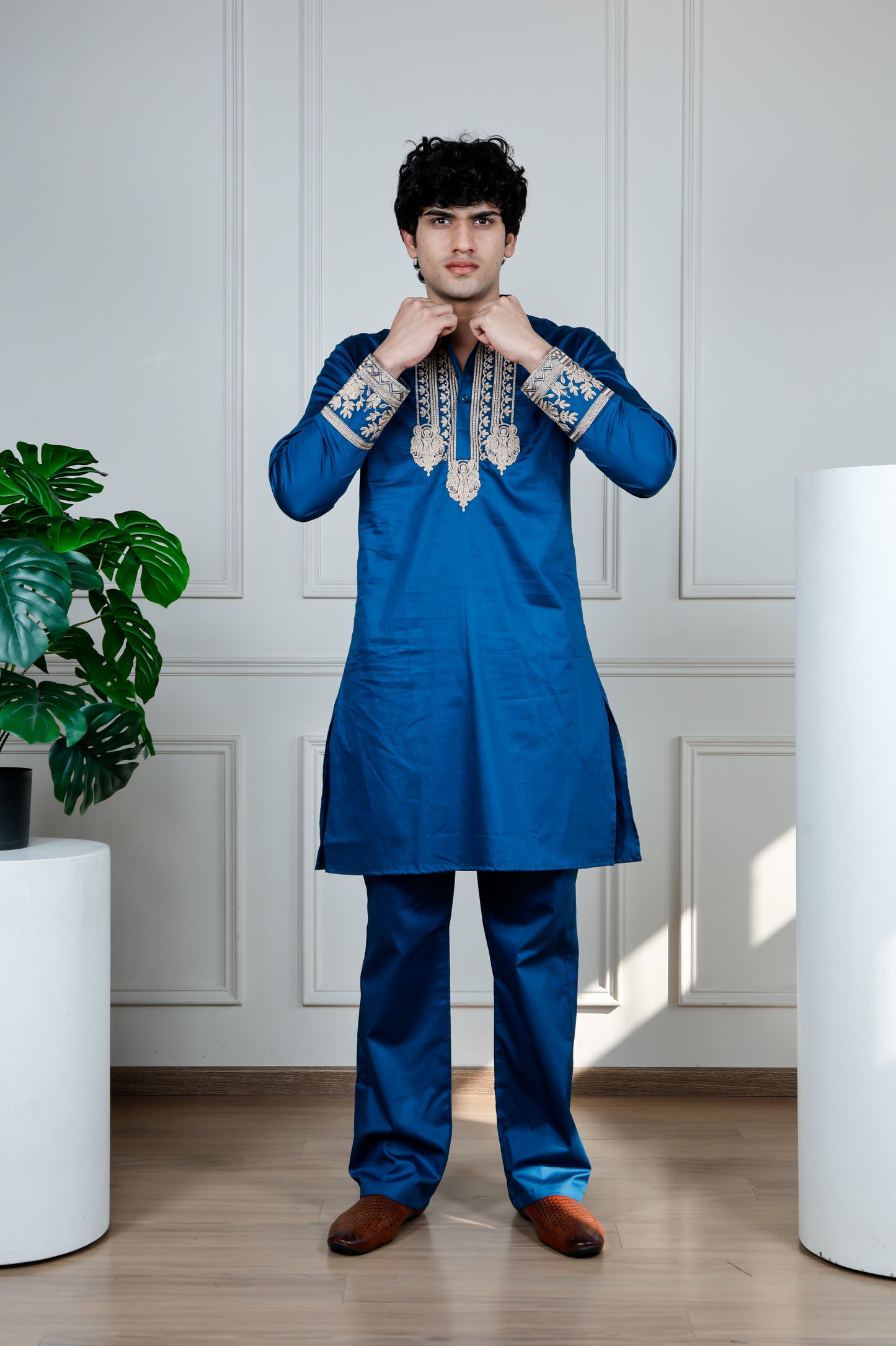 Emperor Elegance Only Kurta-Blue