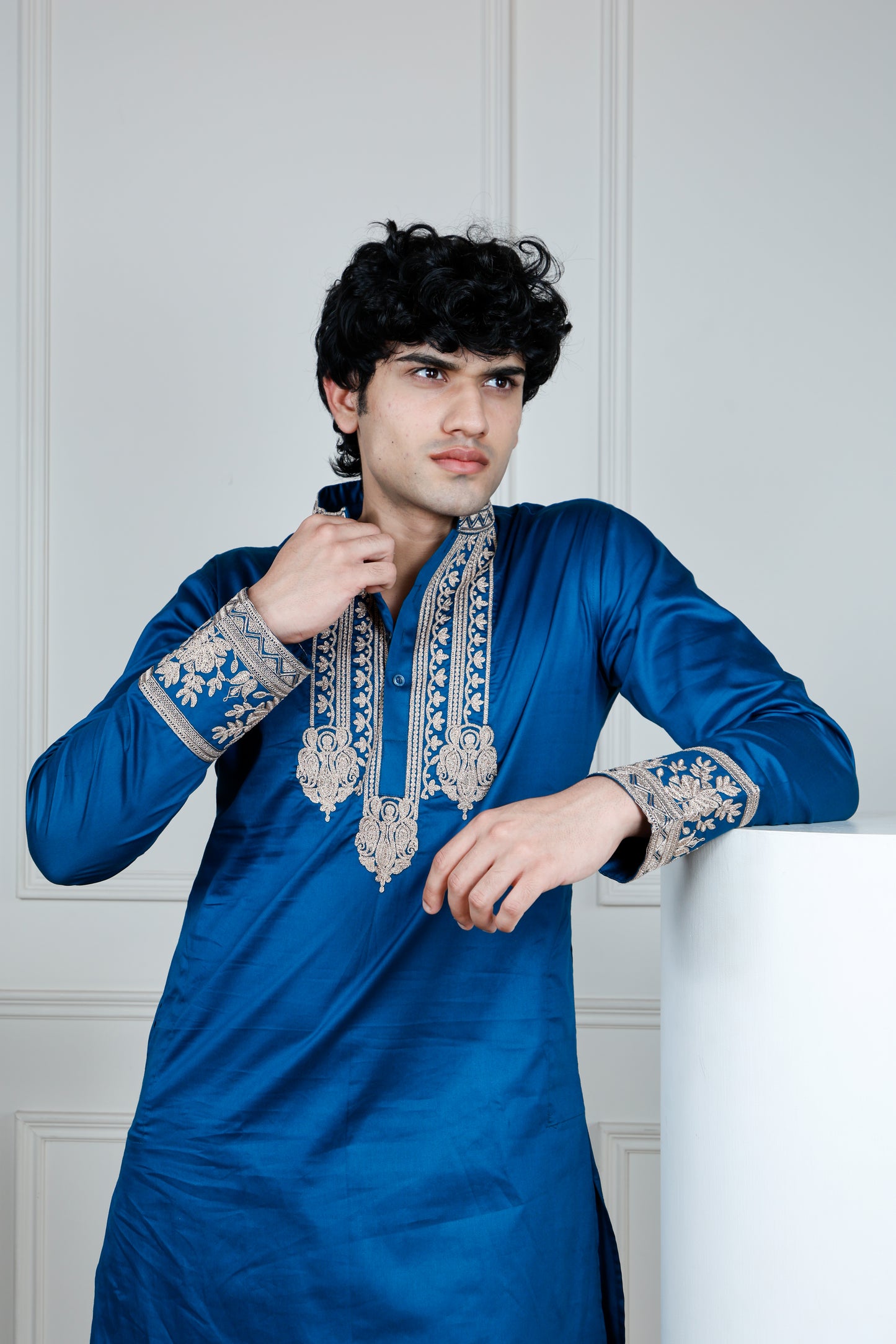 Emperor Elegance Only Kurta-Blue