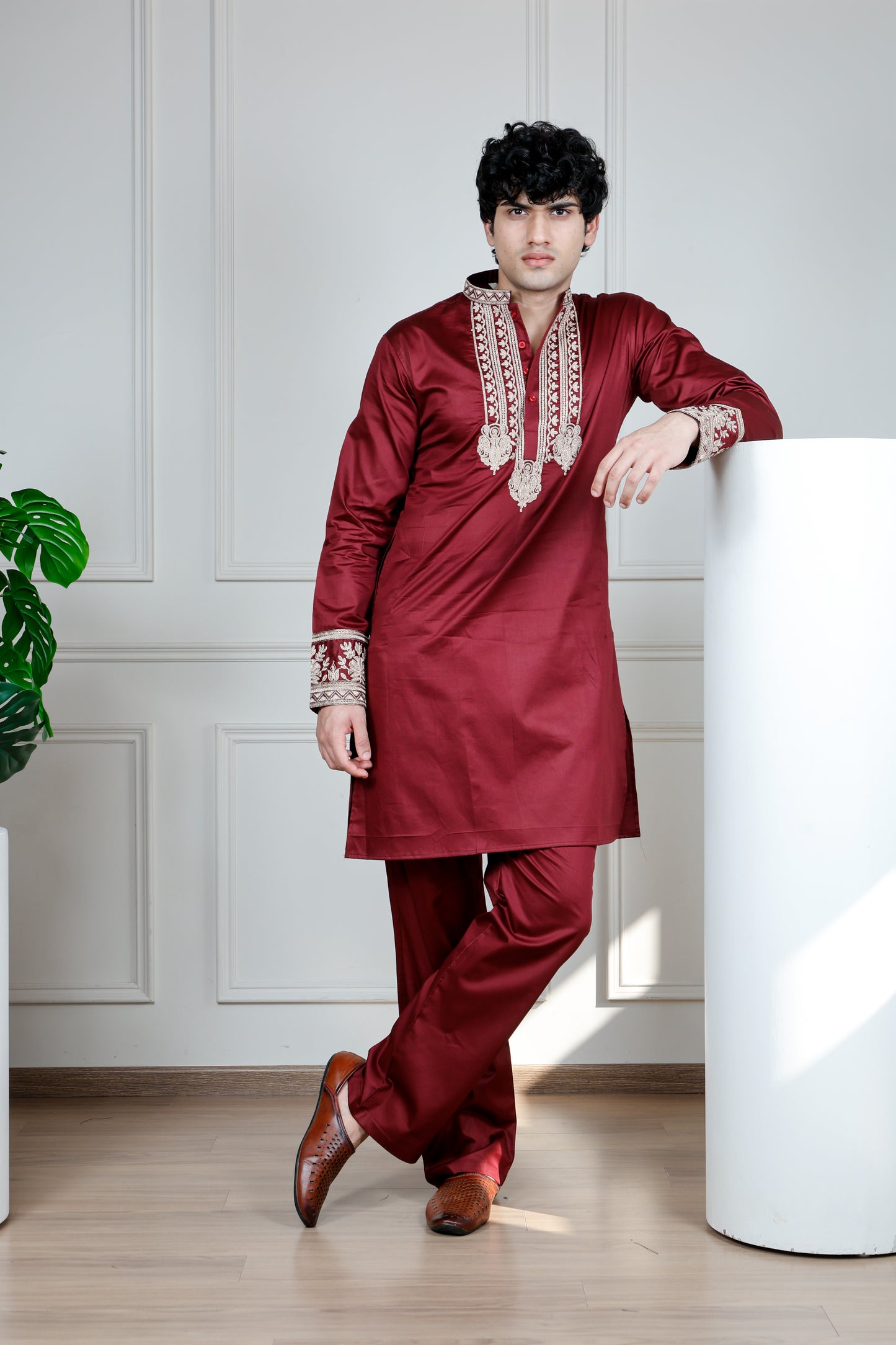 Emperor Elegance Kurta and Pant set-Maroon