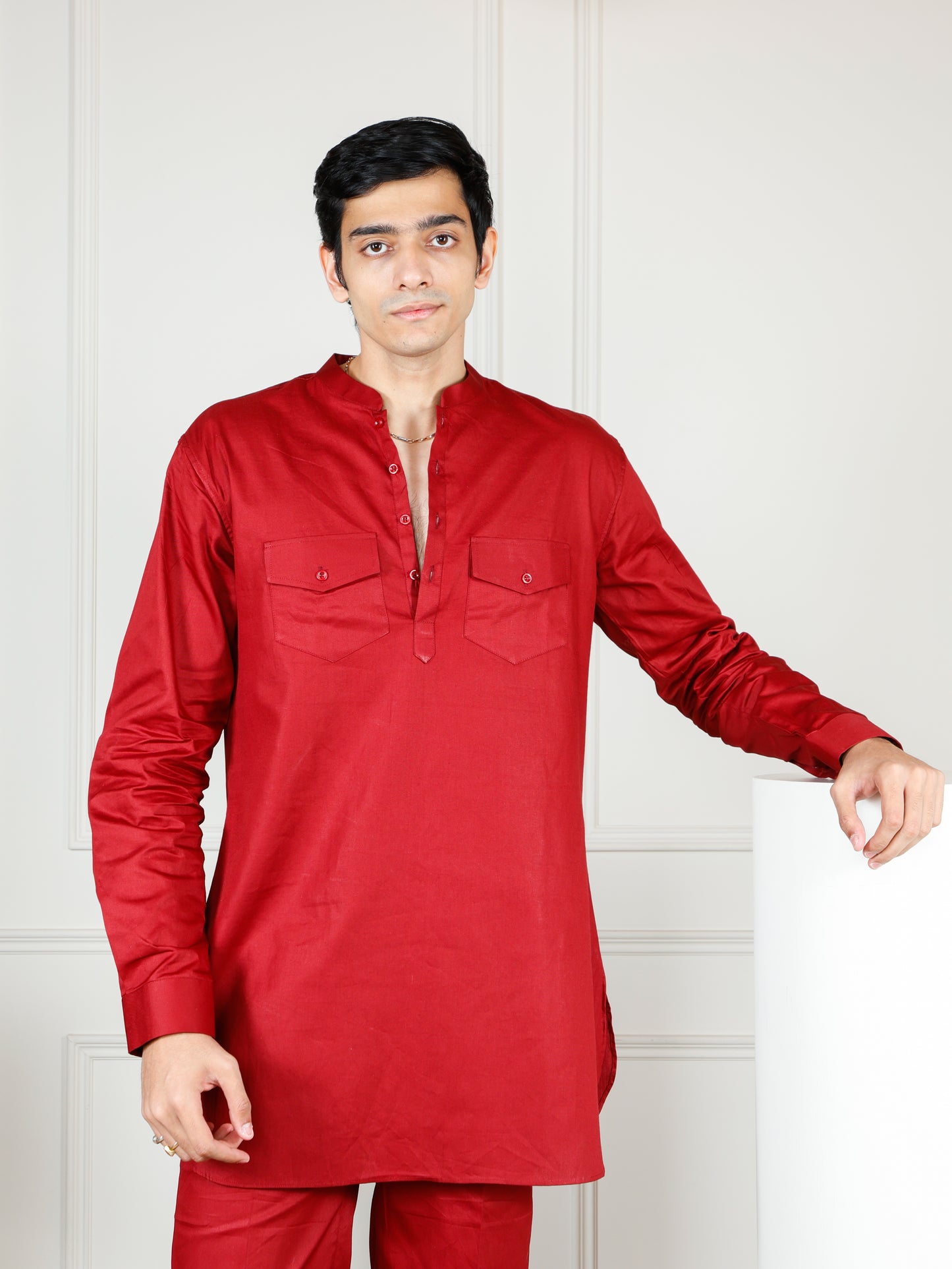 Maroon Cord Set with flared pants