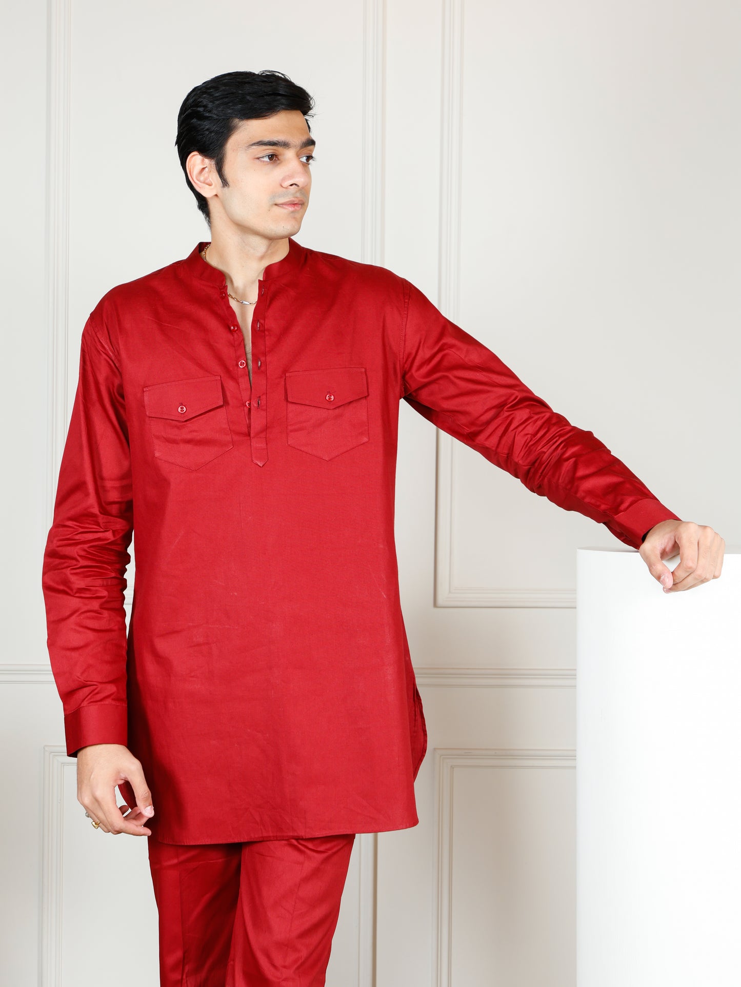 Maroon Cord Set with flared pants
