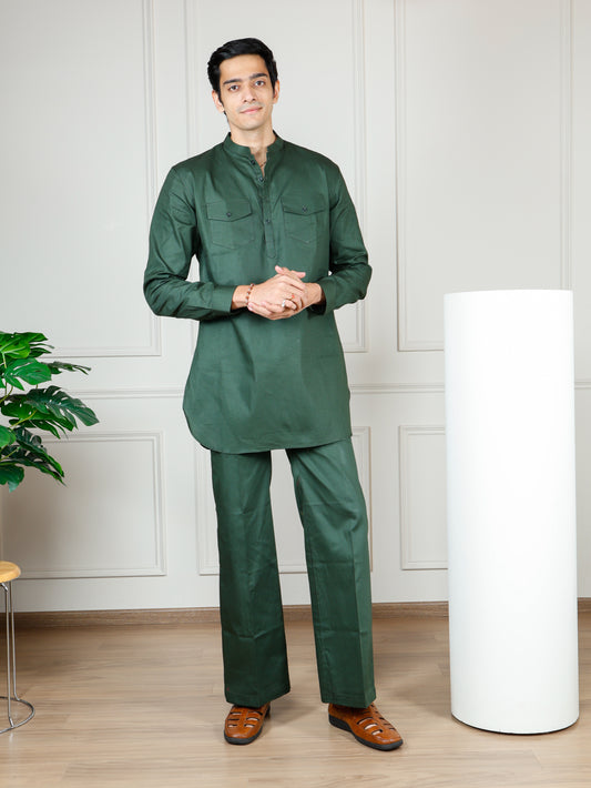 Olive Cord Set with flared pants