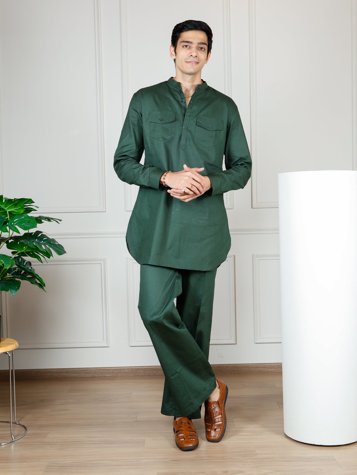 Olive Cord Set with flared pants