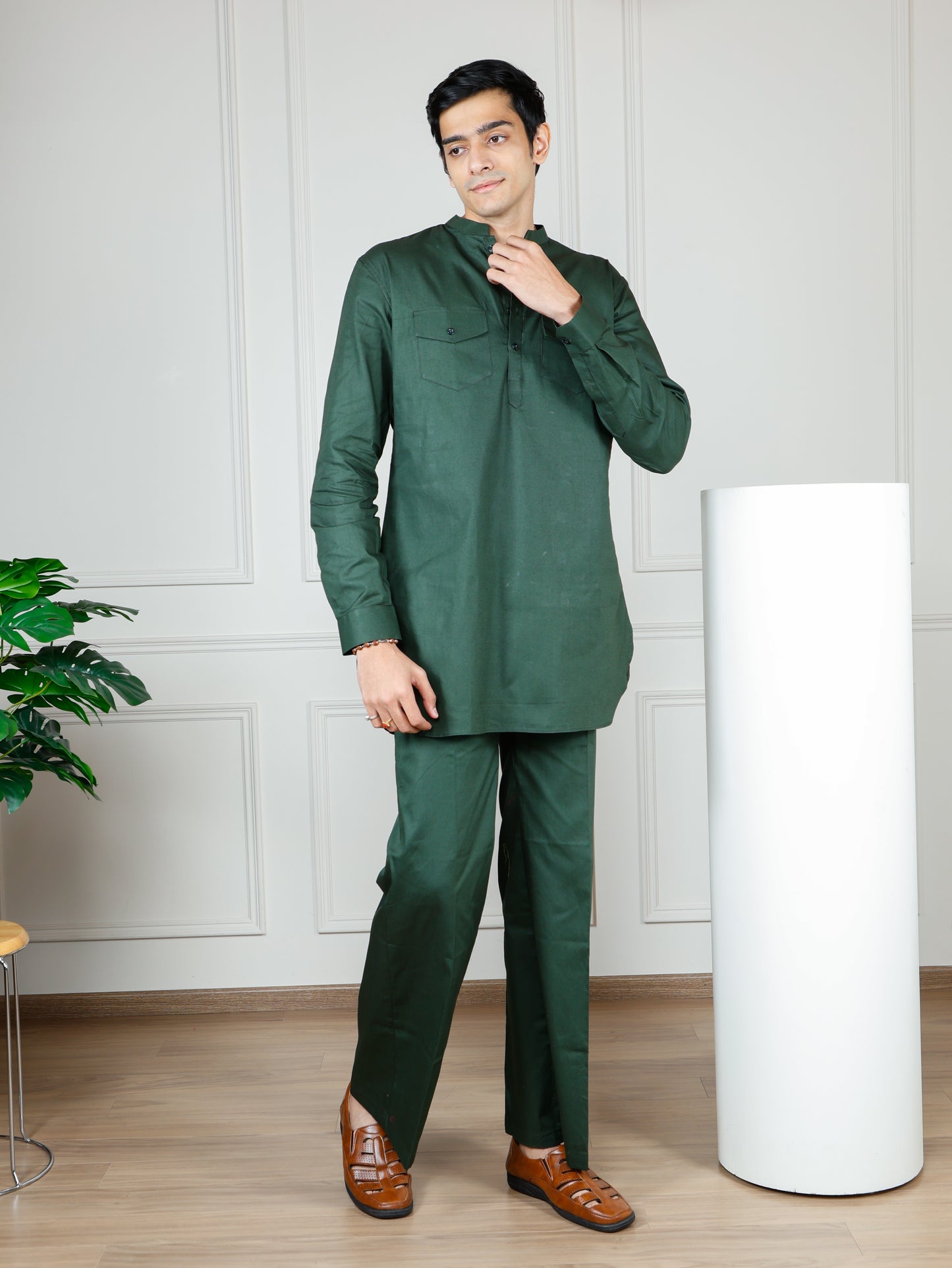 Olive Cord Set with flared pants
