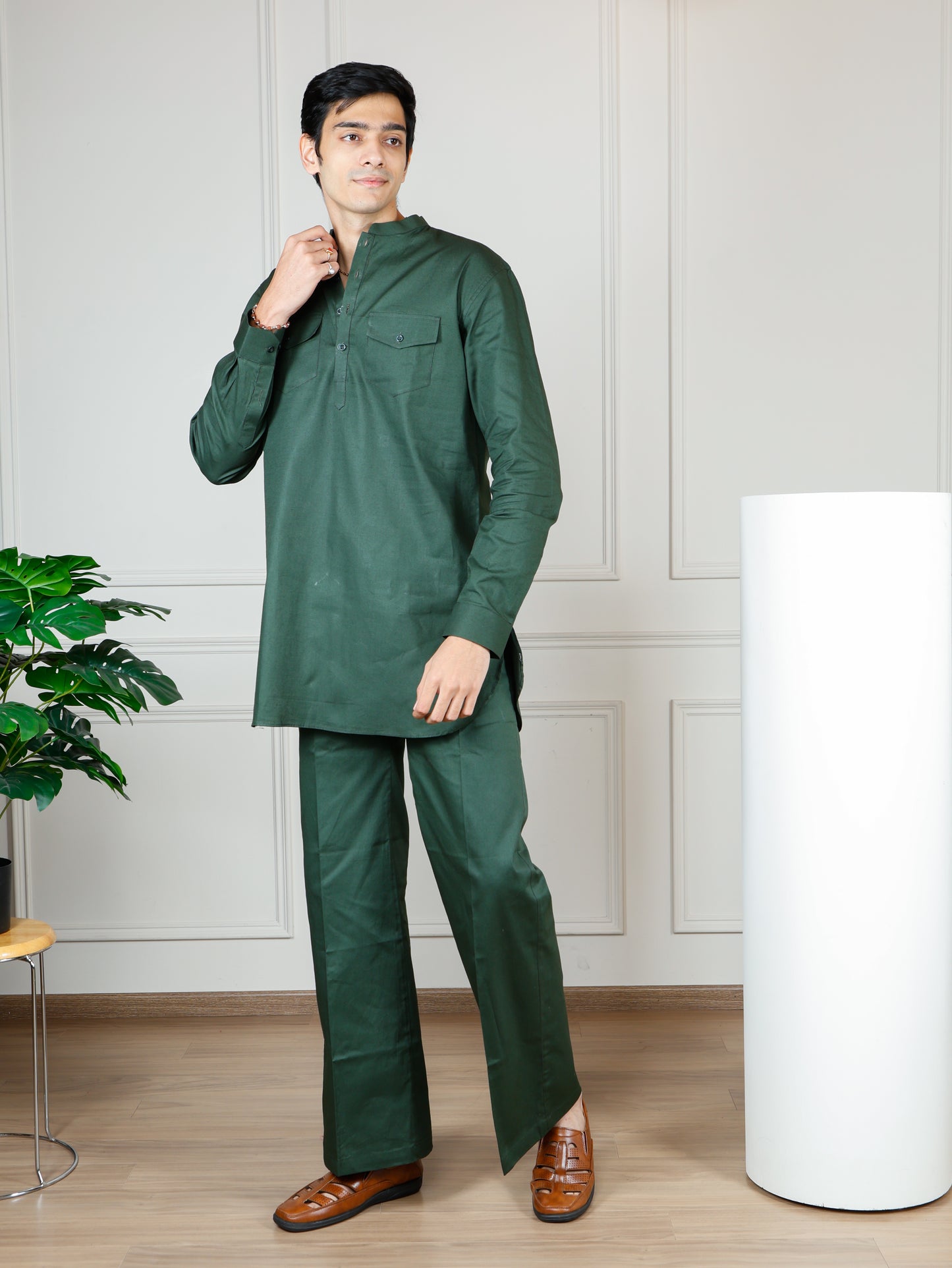 Olive Cord Set with flared pants