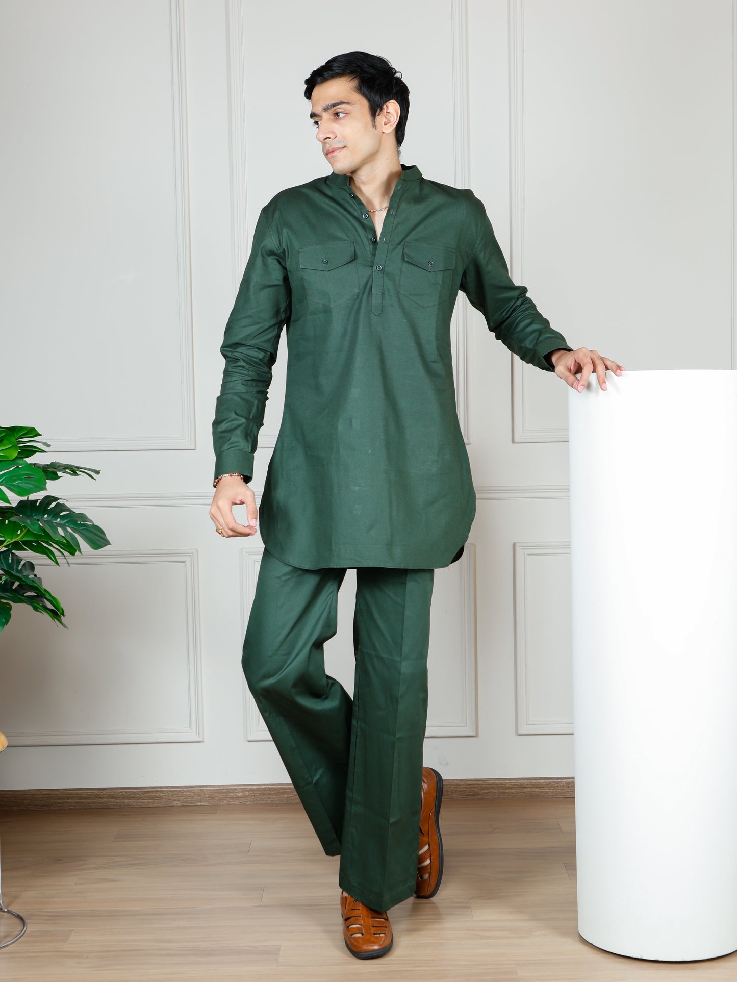 Olive Cord Set with flared pants