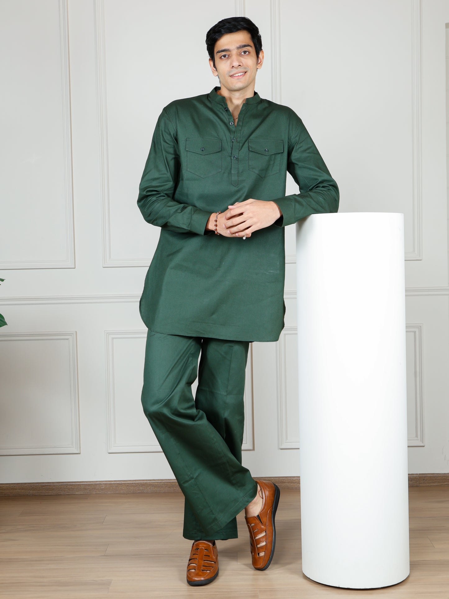 Olive Cord Set with flared pants