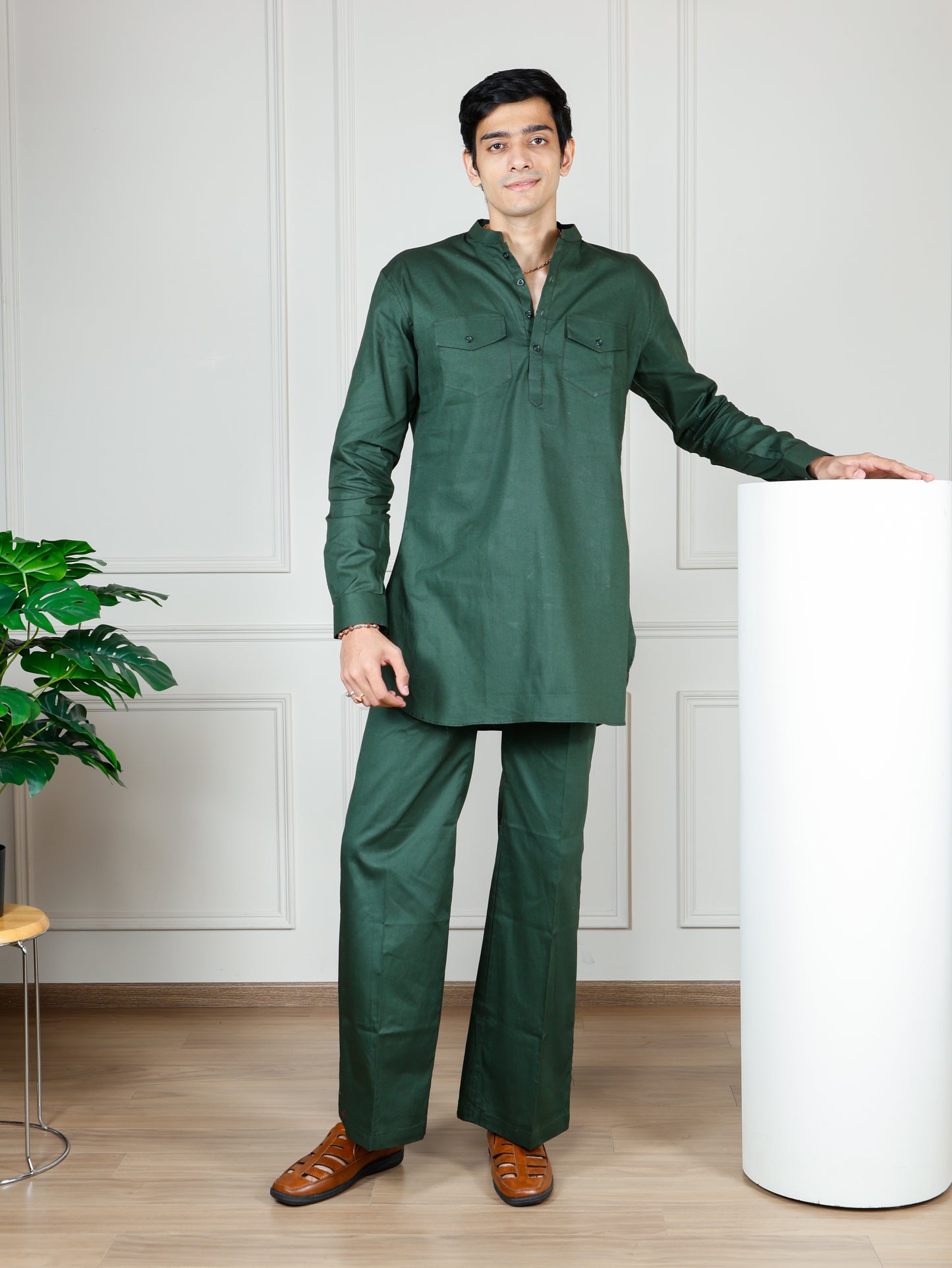 Olive Cord Set with flared pants