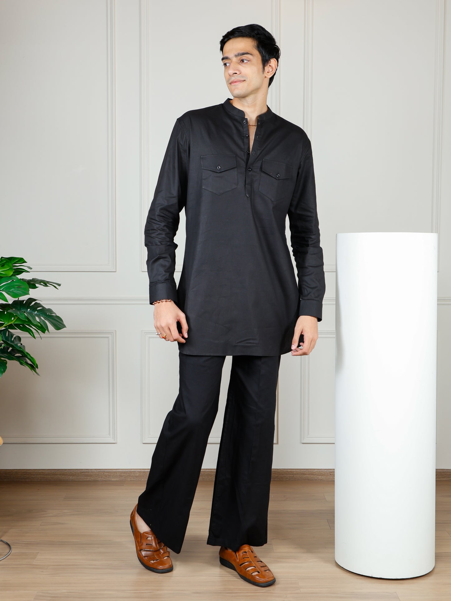 Black Cord Set with flared pants
