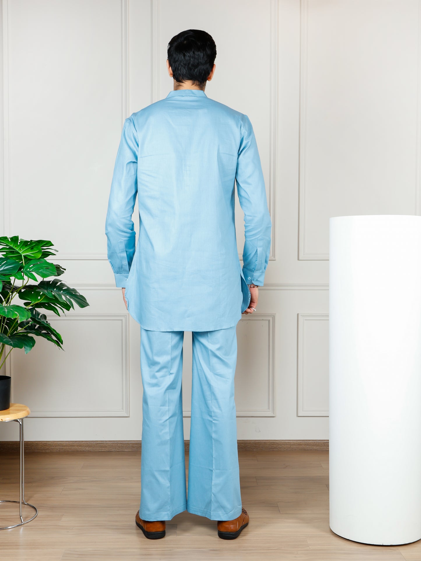 Sky Blue Cord Set with flared pants