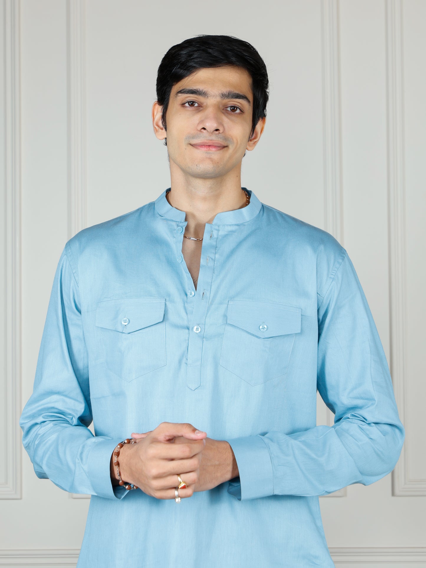 Sky Blue Cord Set with flared pants