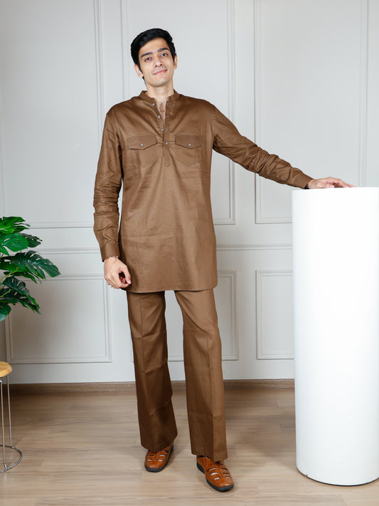 Camel Cord Set with flared pants