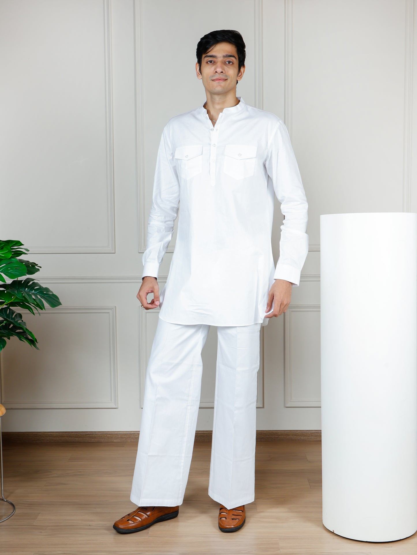 White Cord Set with flared pant