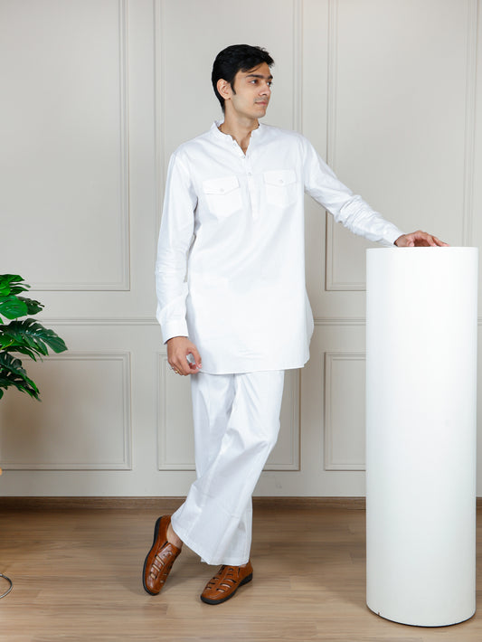White Cord Set with flared pant