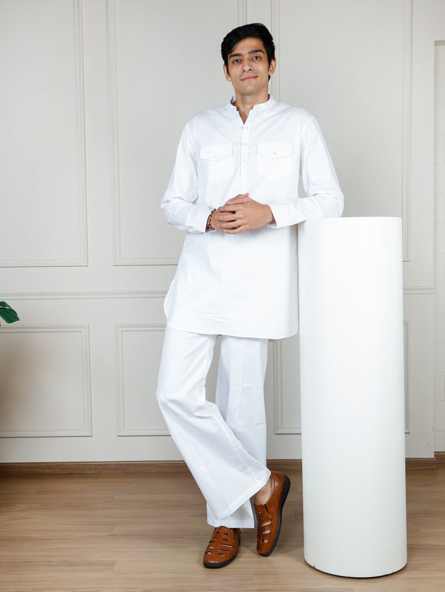 White Cord Set with flared pant