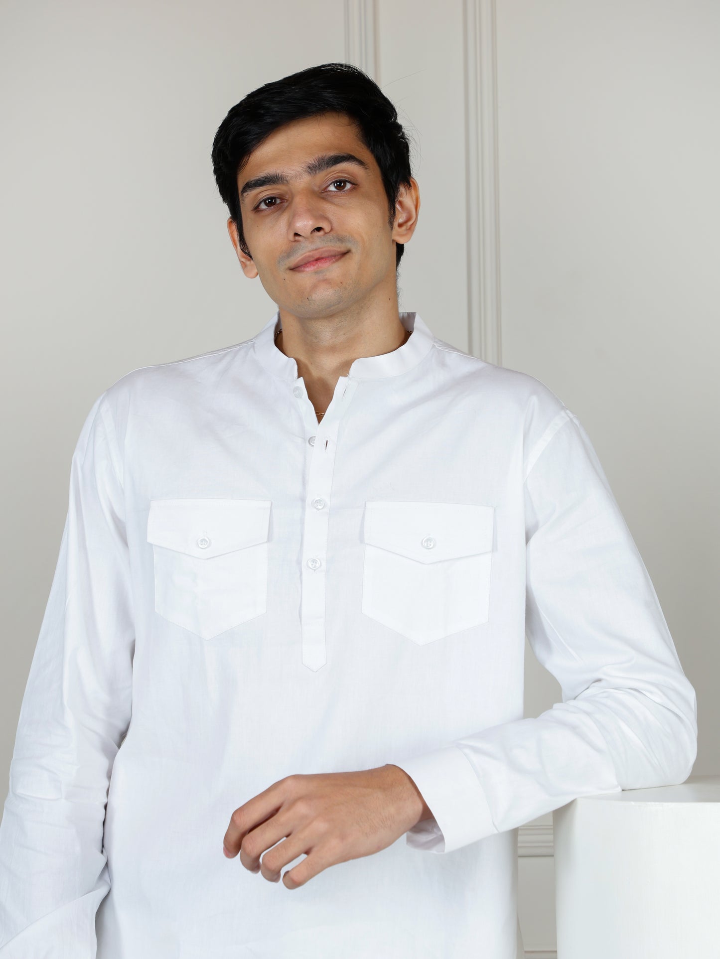 White Cord Set with flared pant