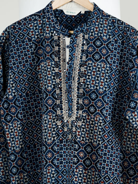 Ajrakh Printed Kurta and Pant Set